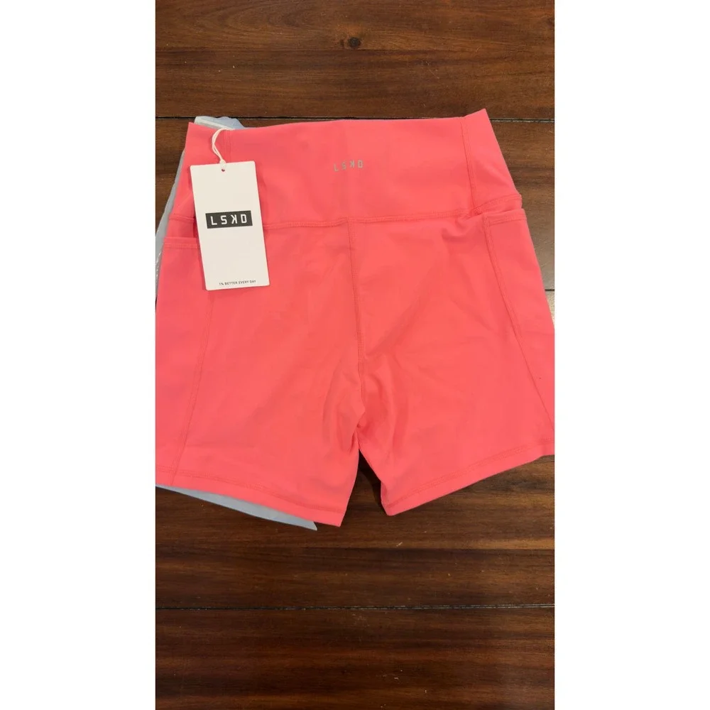 LSKD Fusion Mid Short Tight with Pockets Pink Lemonade XL New NWT